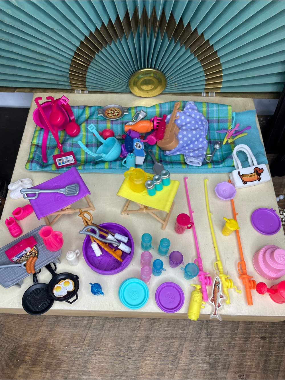 Over 40 Doll Pieces - Camp Out - Some Barbie